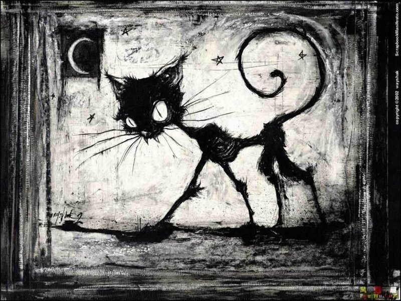 Black Cat Illustration — Dark