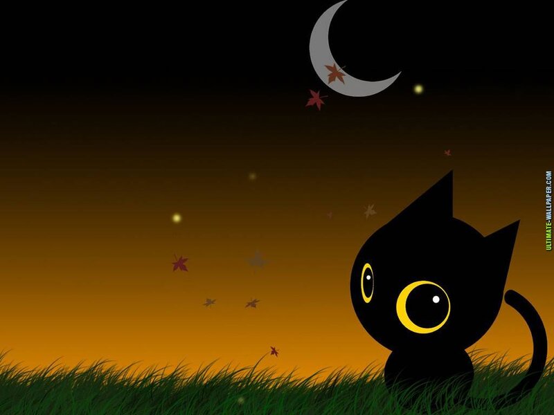 Black Cat in Grass — Serene