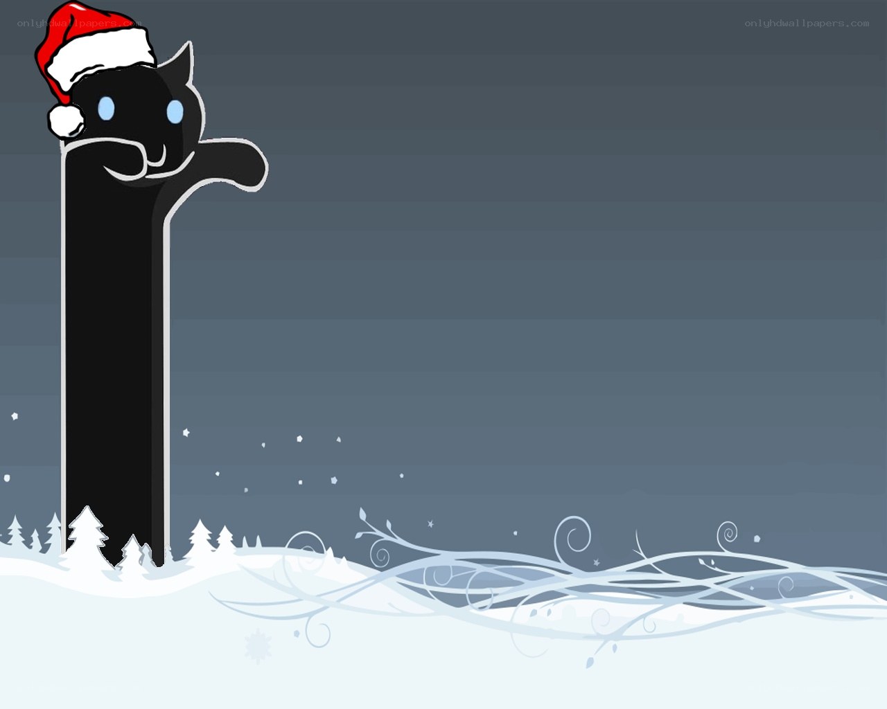 black cat in santa hat