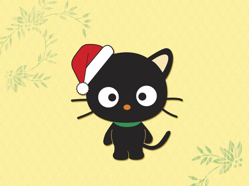 black cat in santa hat