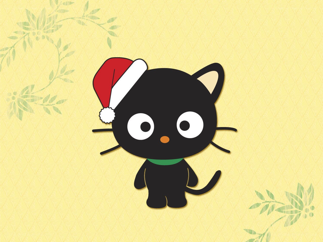 black cat in santa hat