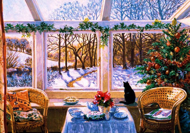 Black Cat in Sunroom