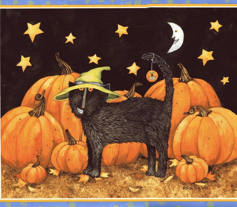 Black Cat in Witch Hat