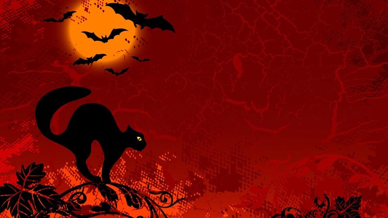 Black Cat on Branch — Red, Spooky