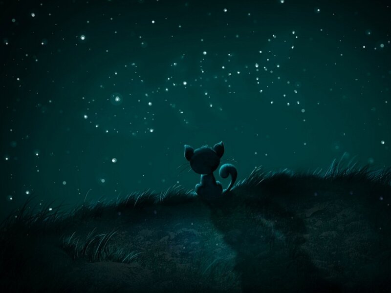 Black Cat on Hill — Dark Green