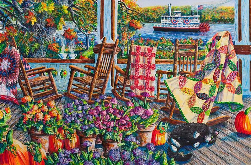 Black Cat on Porch — Orange