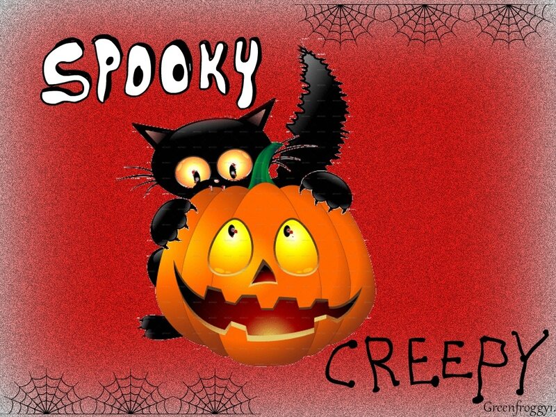 Black Cat on Pumpkin — Red, Spooky
