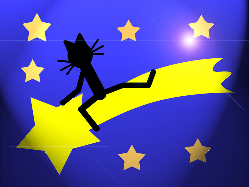 Black Cat Silhouette — Blue, Playful, Night
