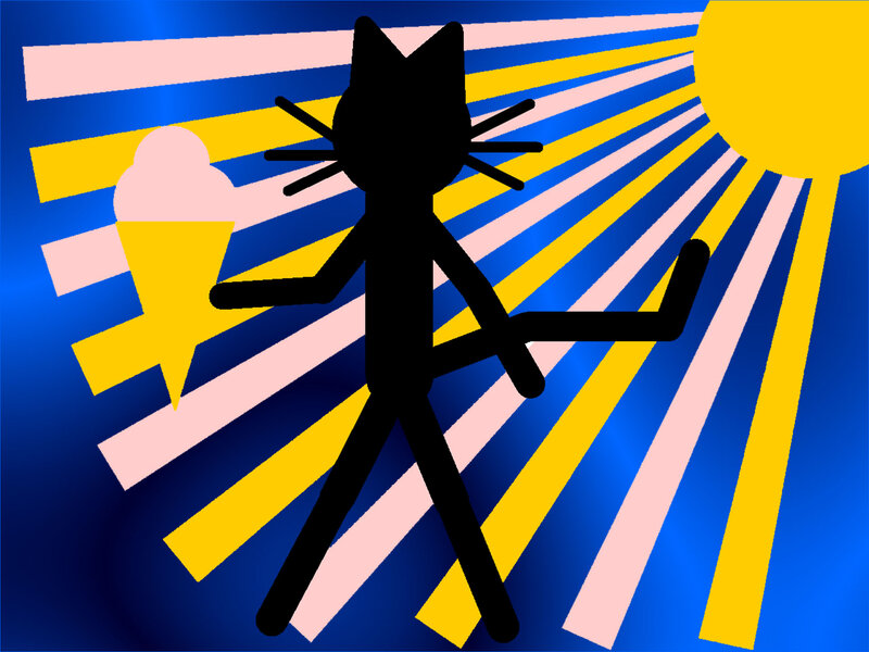 Black Cat Silhouette — Blue, Vibrant