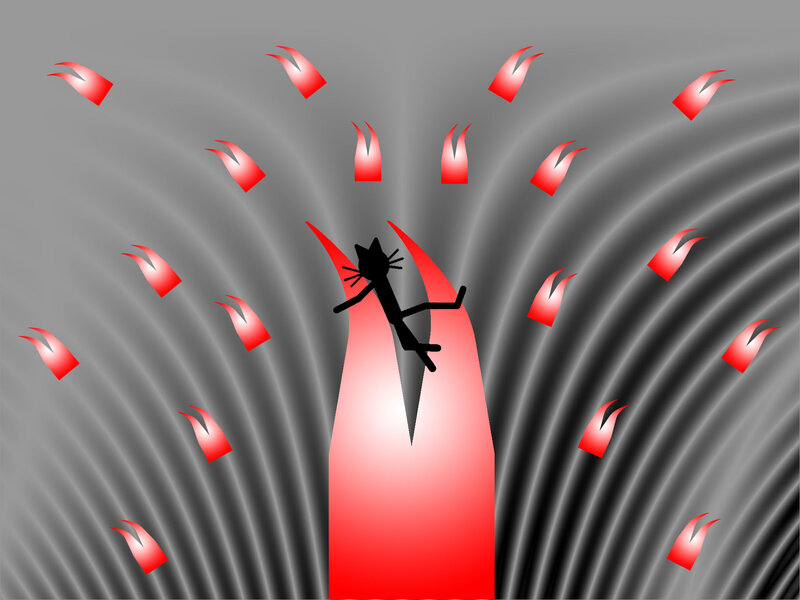 Black Cat Silhouette — Red, Dramatic