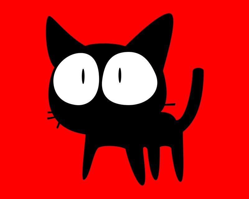 Black Cat Silhouette — Red, Playful