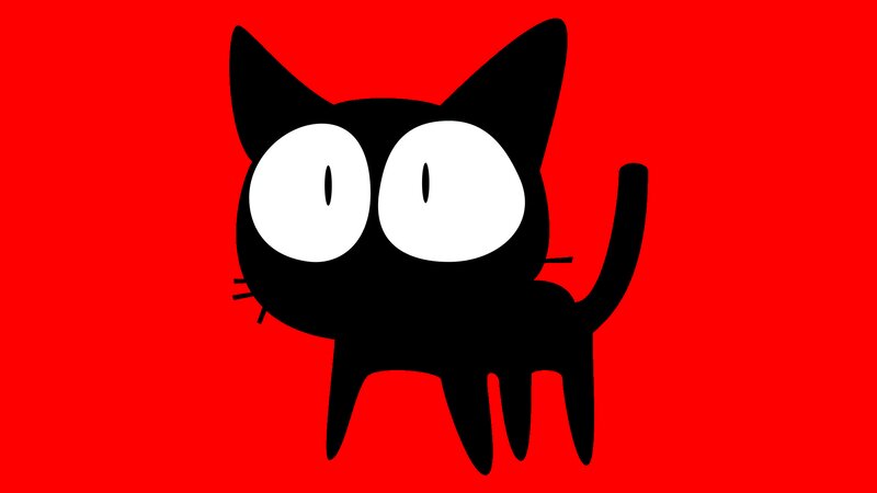 Black Cat Silhouette — Red, Playful, Vector Art