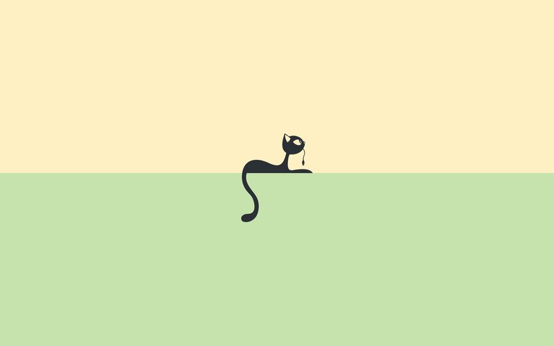 Black Cat Silhouette — Yellow, Calm, Minimalist