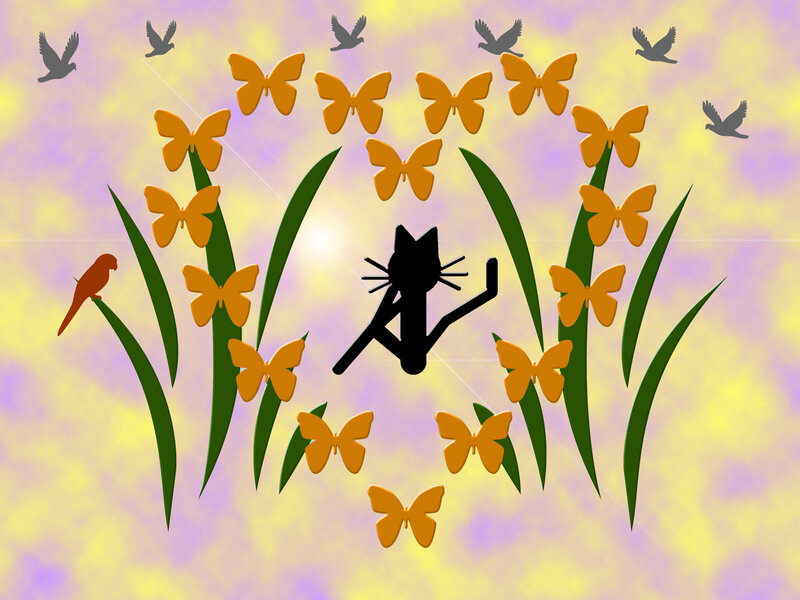 Black Cat Silhouette — Yellow, Serene