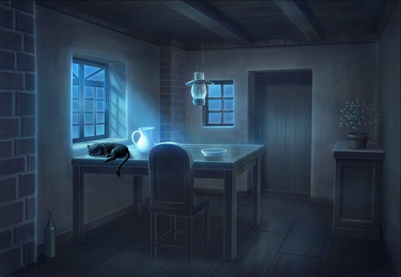 Black Cat Sleeping on Table