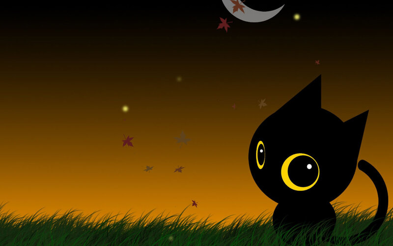 Black cat under moonlight