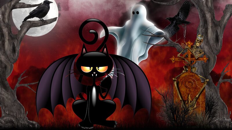 Black Cat with Bat Wings