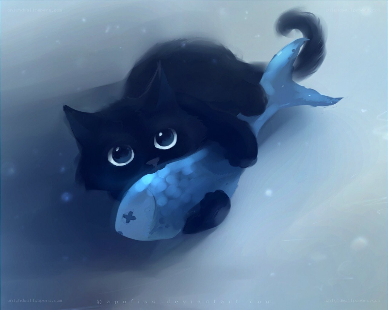 black cat with fish tail