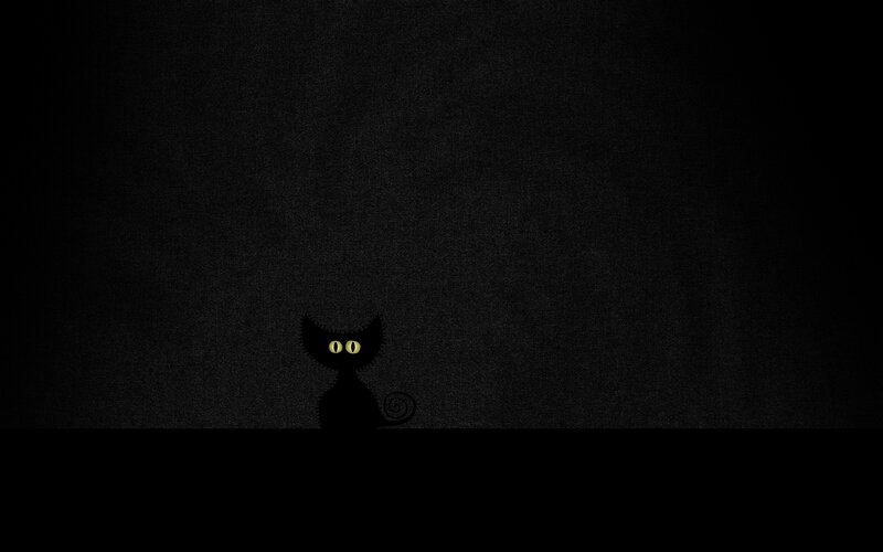 Black Cat with Glowing Eyes — Dark, Night, Minimalist