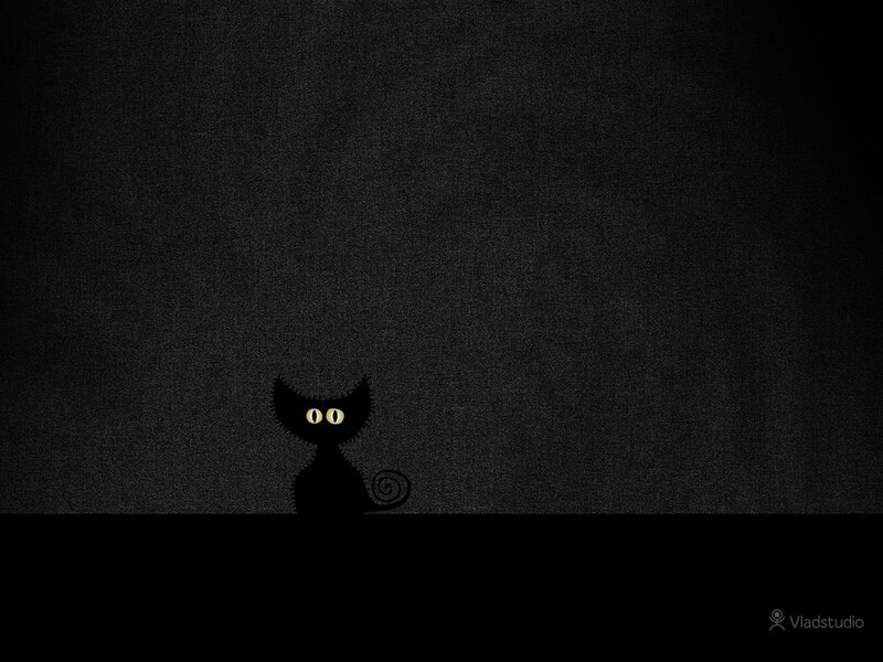 Black Cat with Glowing Eyes — Mysterious, Night, Digital Art