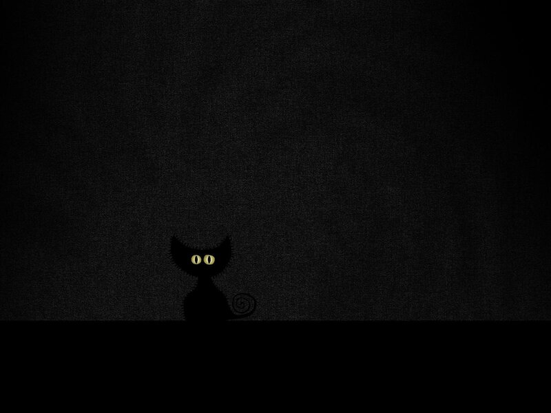Black Cat with Glowing Eyes — Mysterious