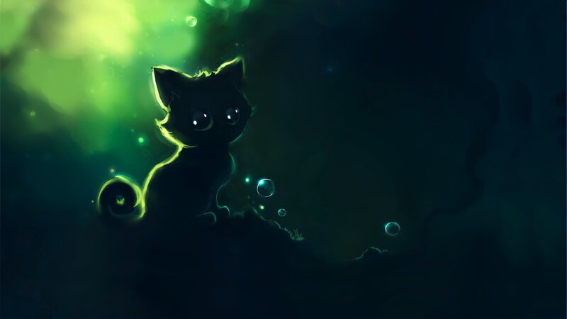 Black Cat with Glowing Outline