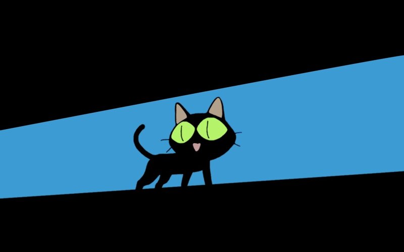 Black Cat with Green Eyes — Dramatic, Night, Anime