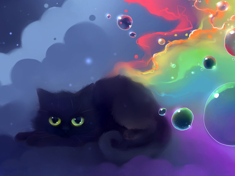Black Cat with Green Eyes — Purple