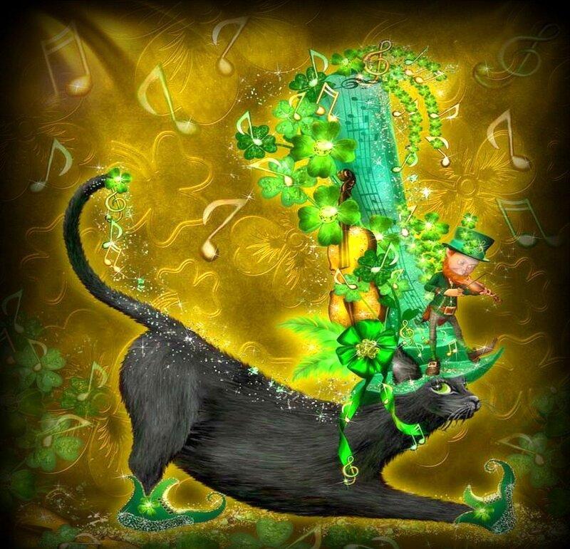 Black Cat with Leprechaun