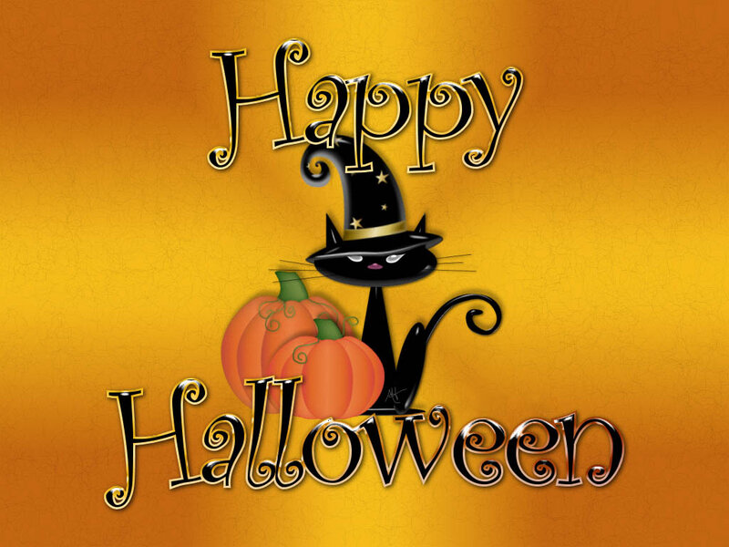 Black Cat with Pumpkin — Orange, Festive, Autumn