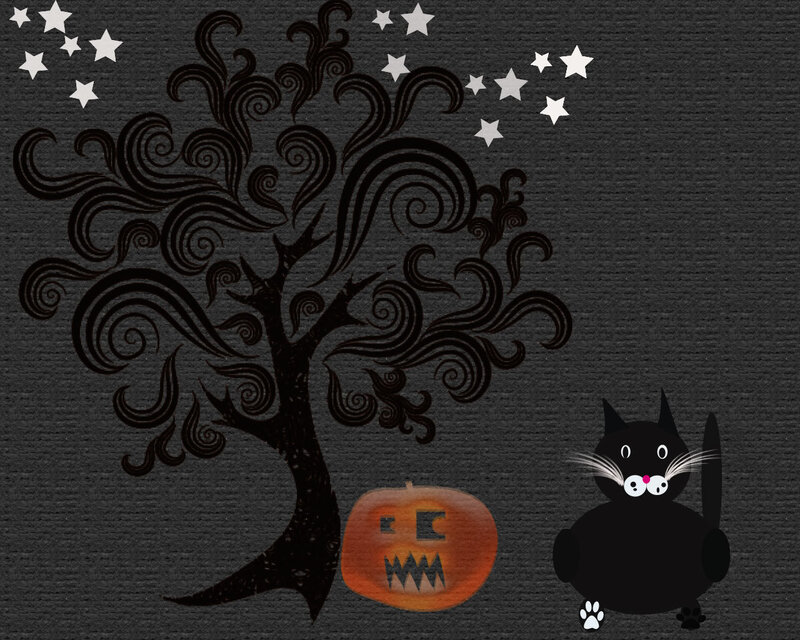Black Cat with Pumpkin — Spooky