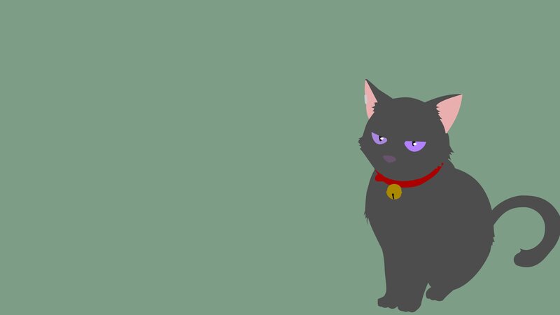 Black Cat with Red Collar — Gray