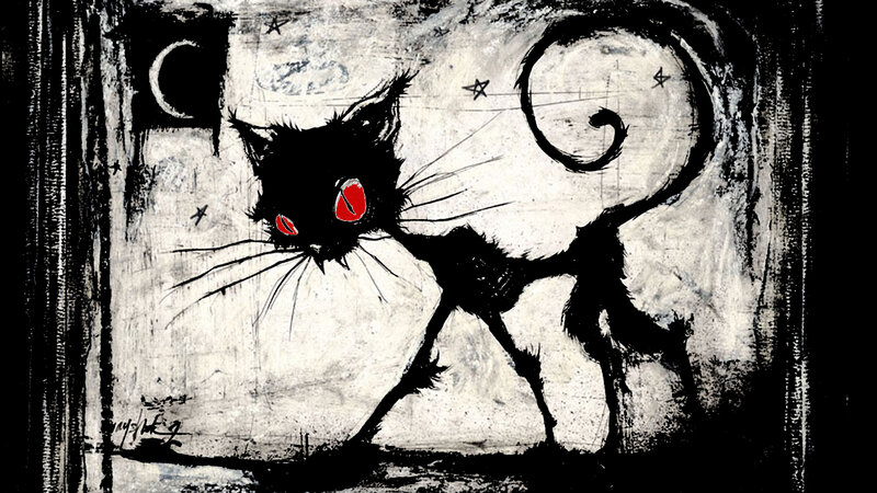 black cat with red eyes
