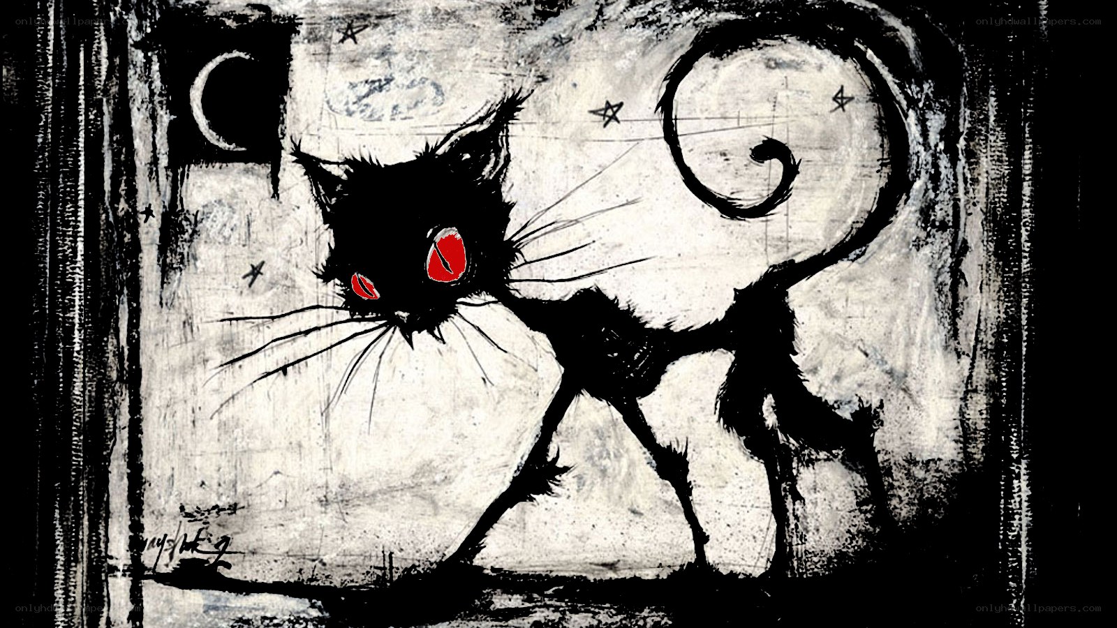 black cat with red eyes