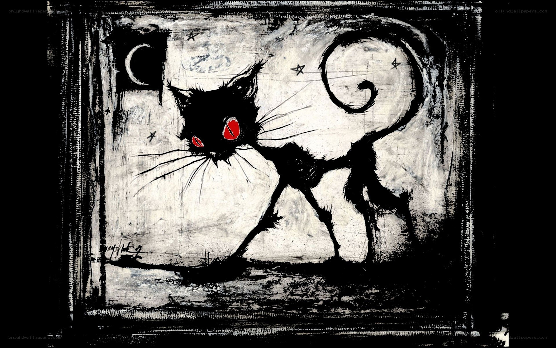 black cat with red eyes