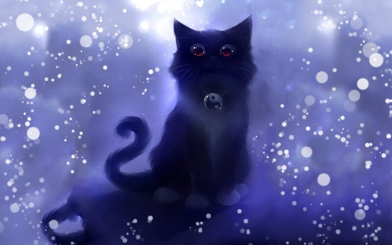 black cat with red eyes
