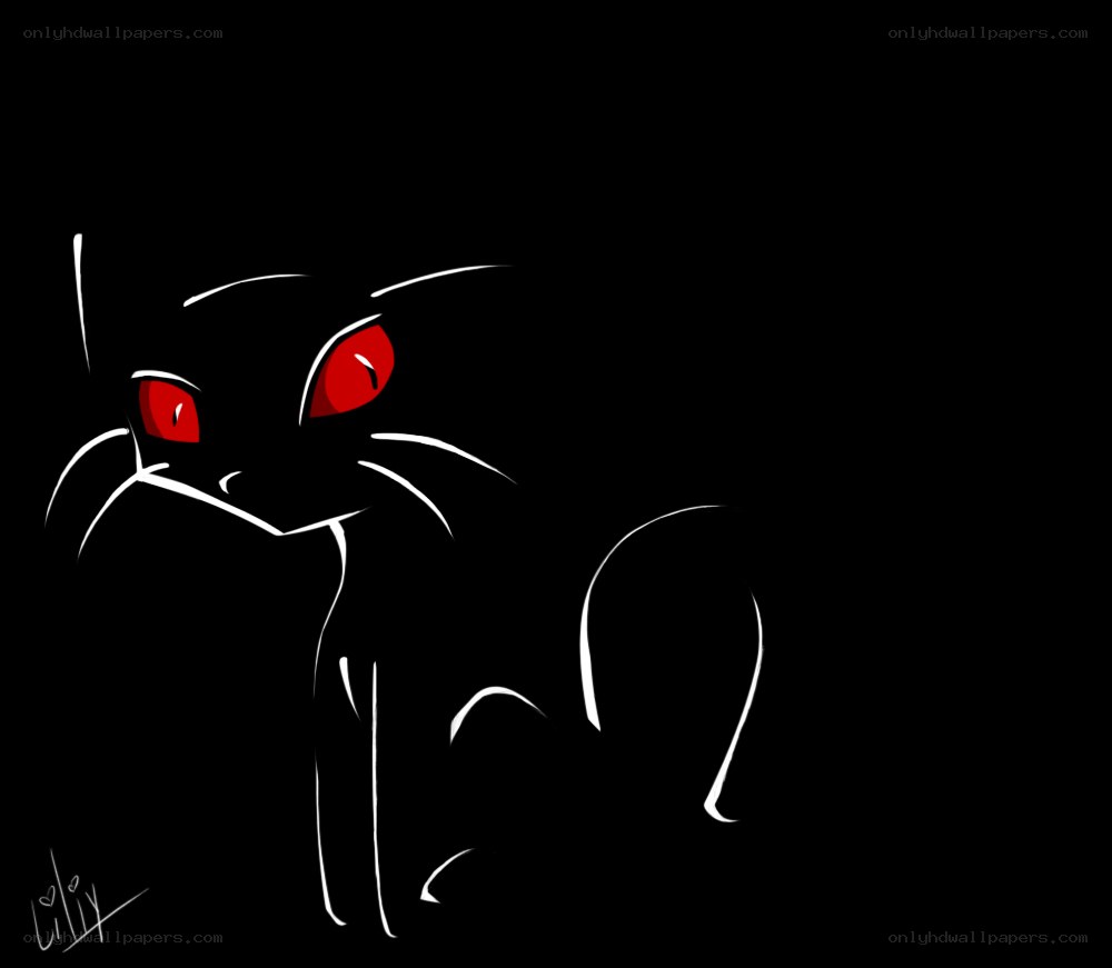 black cat with red eyes