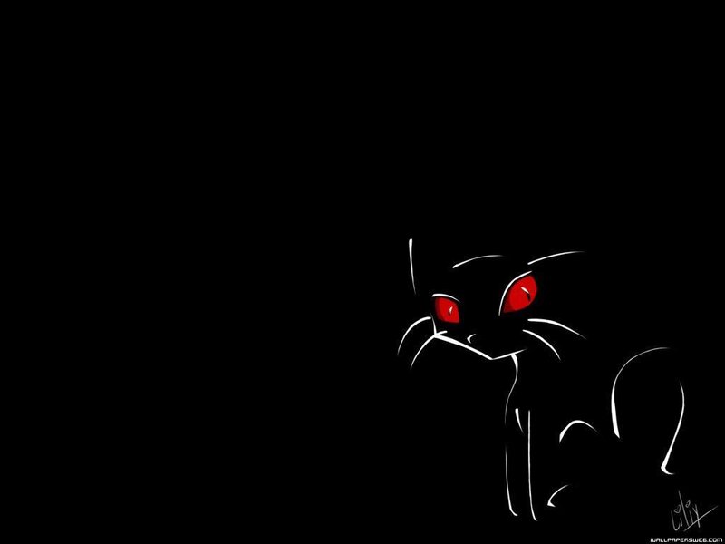Black Cat with Red Eyes — Dark, Night, Minimalist