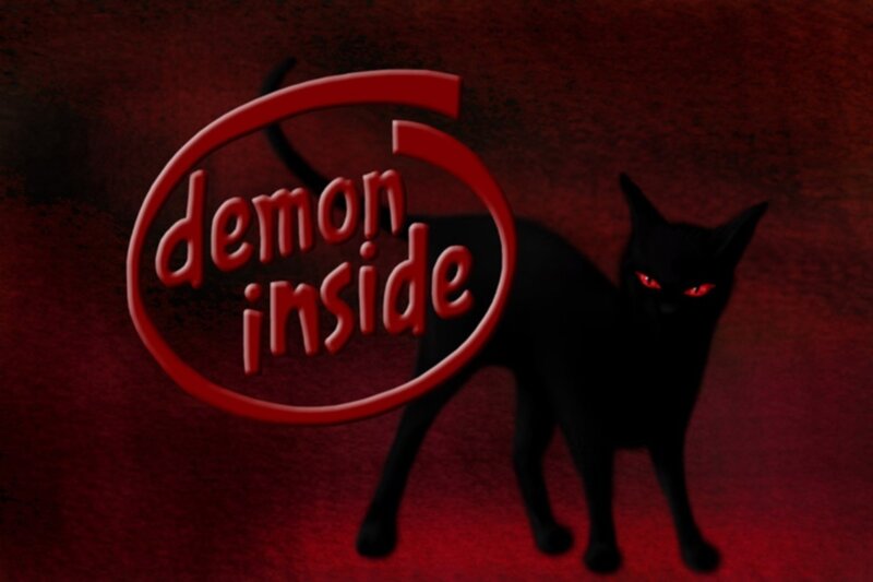 Black Cat with Red Eyes — Dark, Ominous