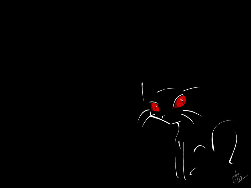 Black Cat with Red Eyes — Dark