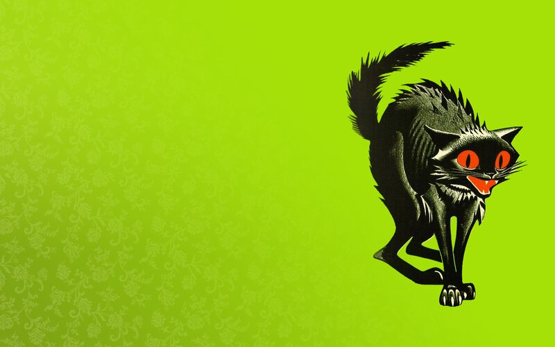 Black Cat with Red Eyes — Lime Green