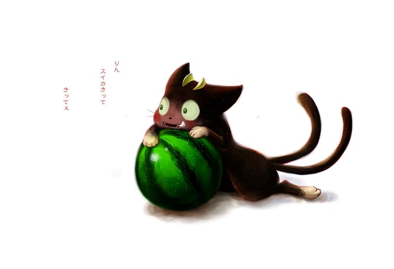 Black Cat with Watermelon