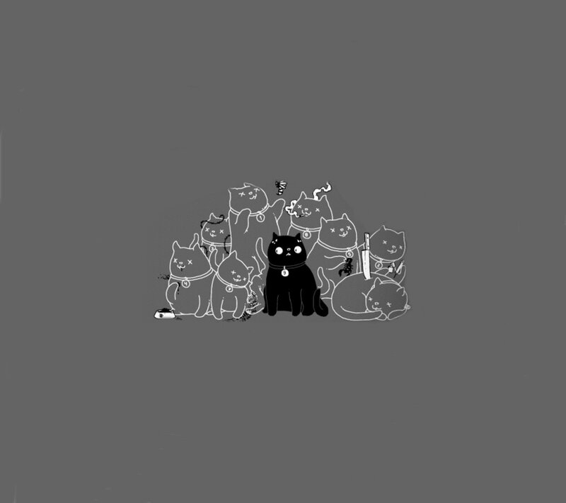 Black Cat with White Cats