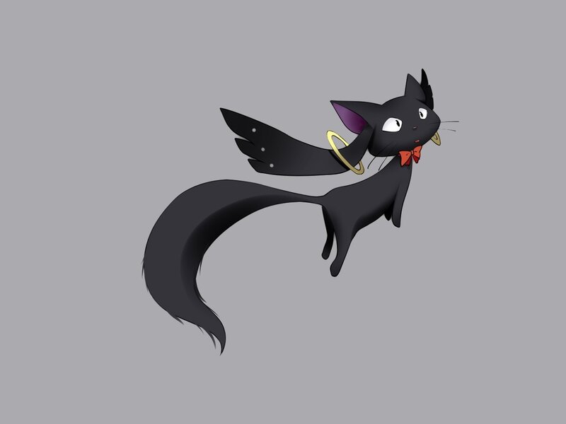 Black Cat with Wings — Playful