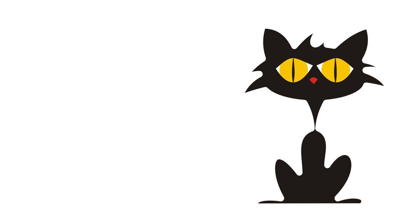 Black Cat with Yellow Eyes — Playful