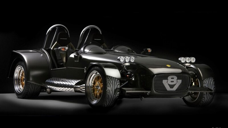 Black Caterham Sports Car — Dramatic