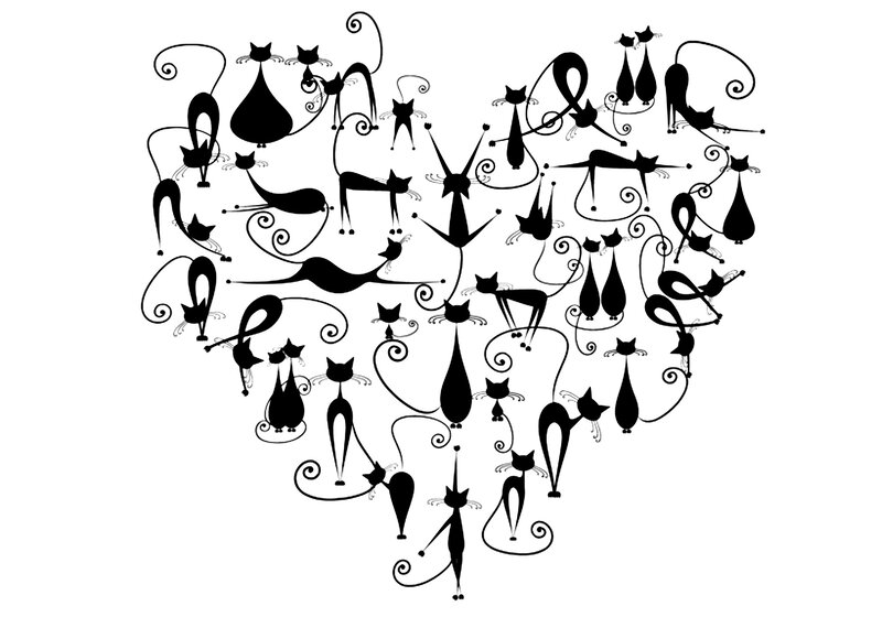 Black Cats Forming Heart