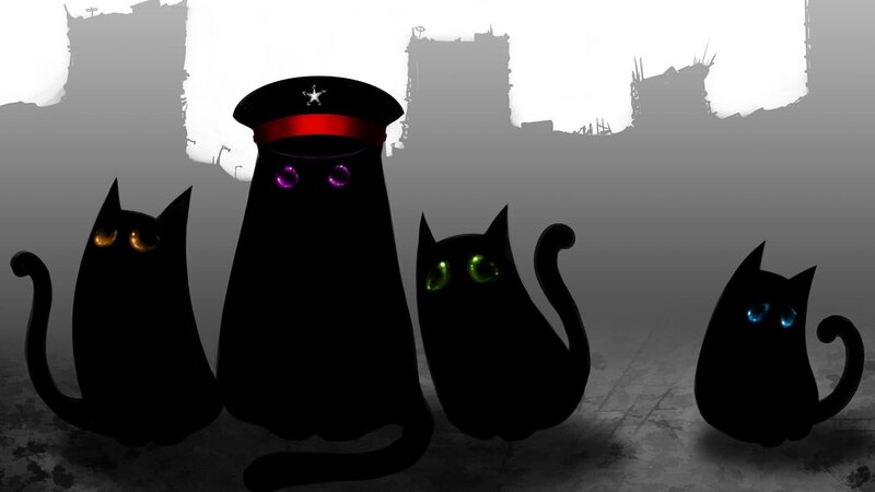 Black Cats in Ruins — Dramatic