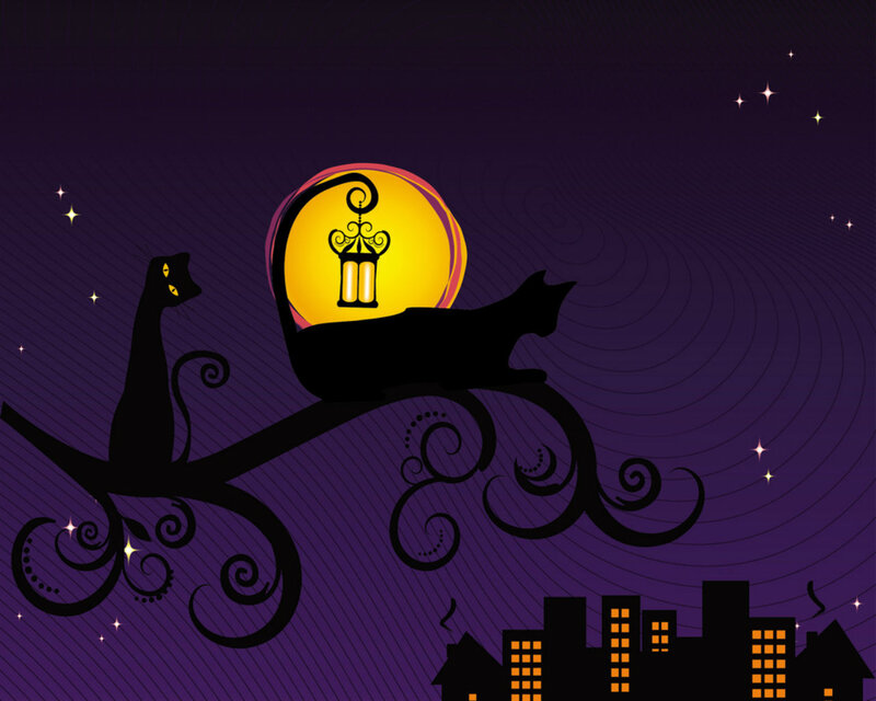 Black Cats on Branch