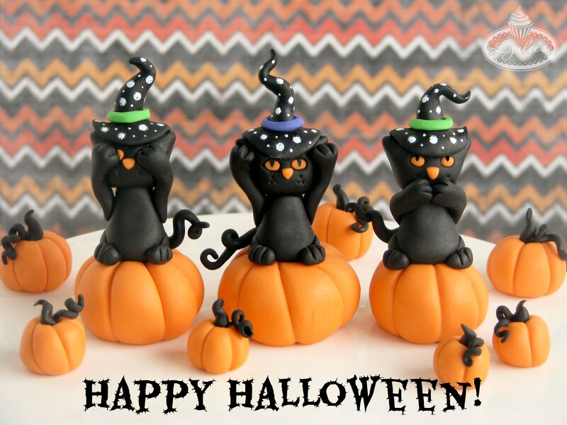 Black Cats on Pumpkins